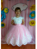 Beaded White And Pink Lace Flower Girl Dress